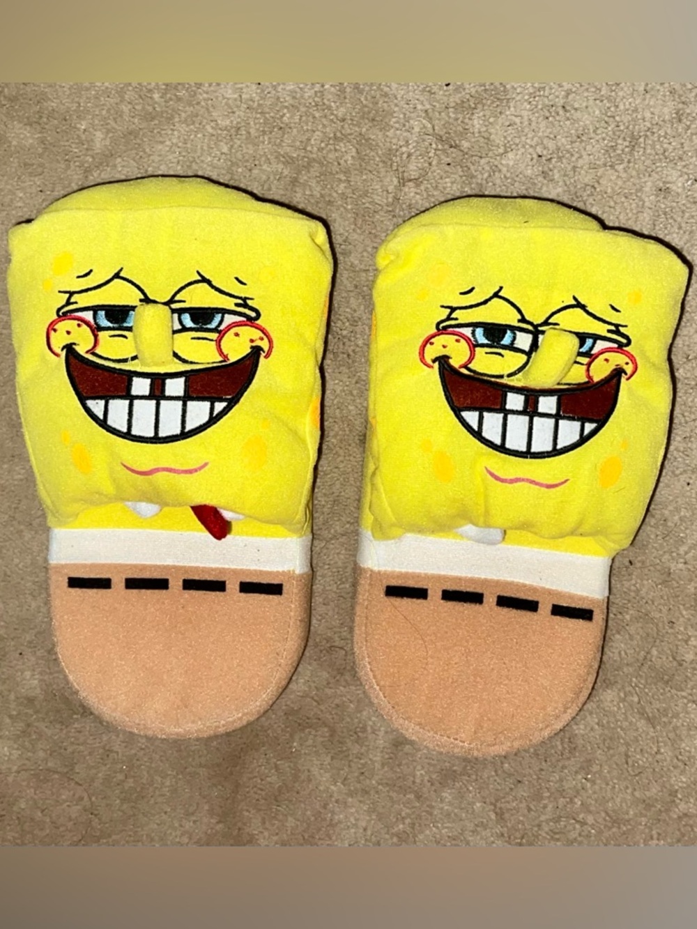 Vintage SpongeBob SquarePants Kids Sz. 4 Plush Slippers